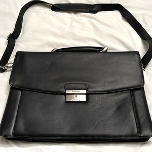 Bruno Magli Black Leather Briefcase